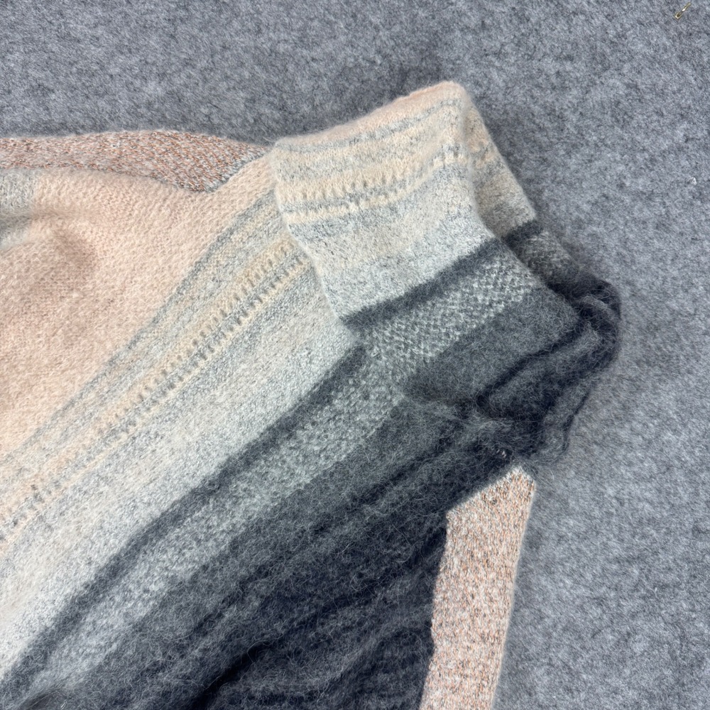 Free People Women Alpaca Blend Striped Cropped Turtleneck Sweater M/L Gray Tan